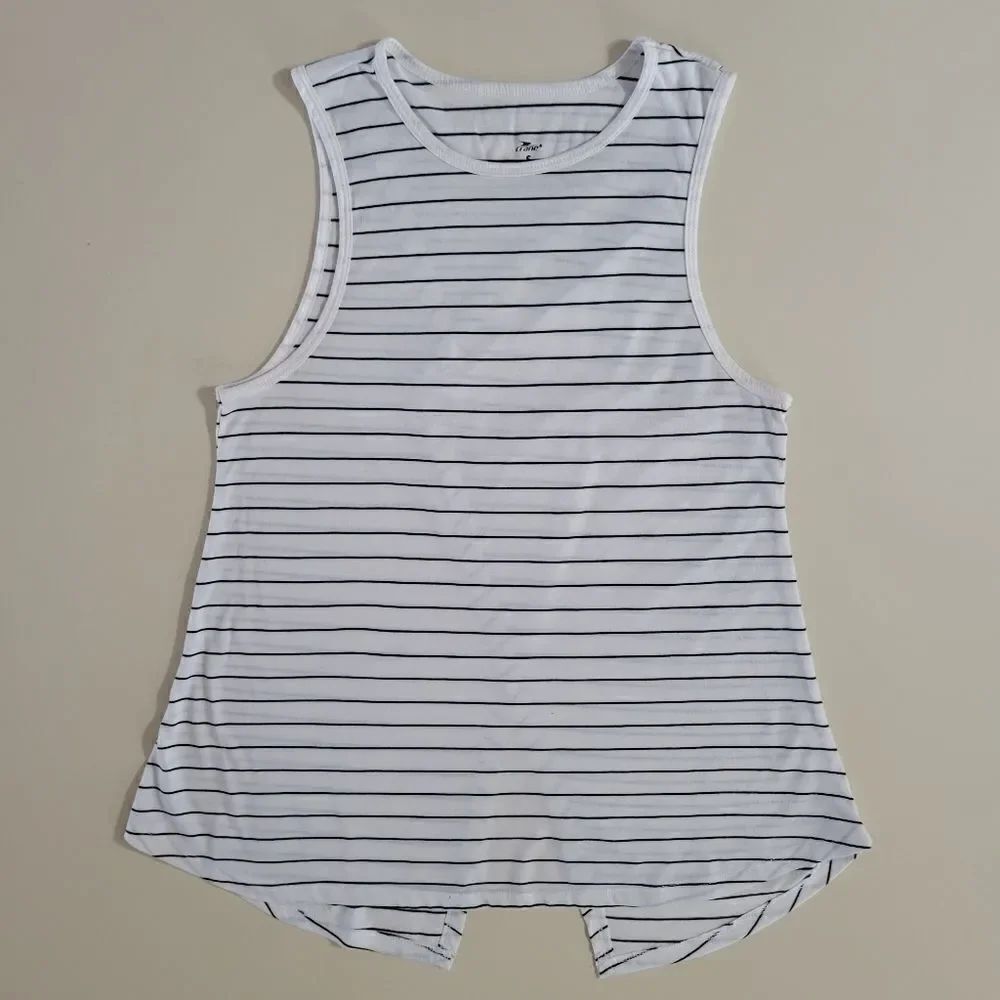 Crane Women's White & Navy Stripe Tank Top
